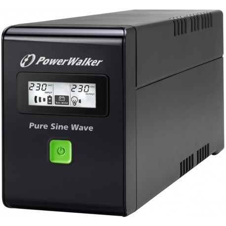 UPS PowerWalker Line-Interactive 800VA 2x 230 V Schuko, Pure Sinuswelle, RJ11/45 in/Out, USB, LCD