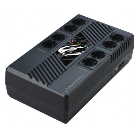 UPS Powerwalker VI 600 MS Line-Interactive 800VA 8X Schuko USB HID-Ladegerät