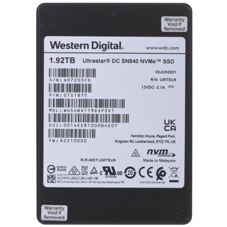 SSD Western Digital Ultrastar DC SN840 1.92TB U.2 PCIE NVME 3.1 X4