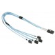 Cross-over Ipass to 4 SATA 50cm. 26AWG