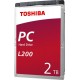 Festplatte HDD Toshiba L200 2.5" SATA 3 2TB 5400 obr./min. 9.5mm